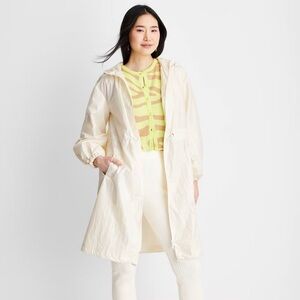 Future Collective XXS Ivory Cinched Waist Hooded Windbreaker Jacket